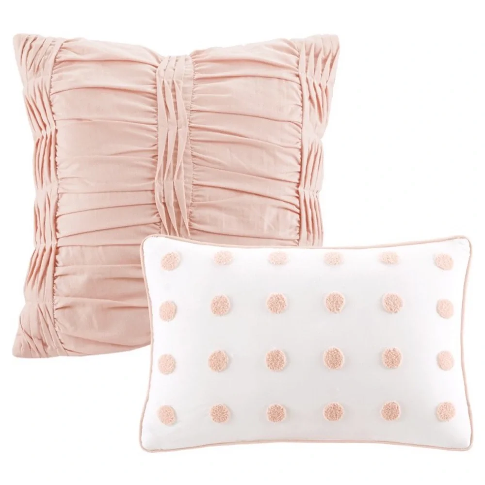 5pc Twin/Twin Extra Long Urban Habitat Kay Cotton Jacquard Duvet Cover Set Pink: